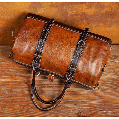 2way旅行バッグ 植物タンニン鞣し牛革ボストンバッグ レトロトート