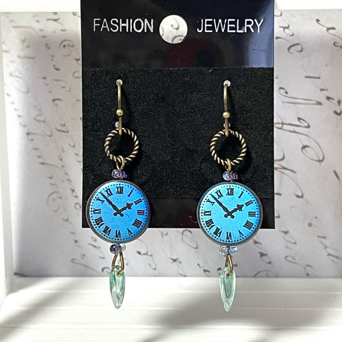 チェコガラスビーズ 時計ビーズ アンティーク調金古美カラー クロック