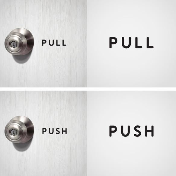 PULL / PUSH ドア用【2枚セット】横６✖️1.5cm ネームシール　ホテル　扉やトイレなど 1枚目の画像
