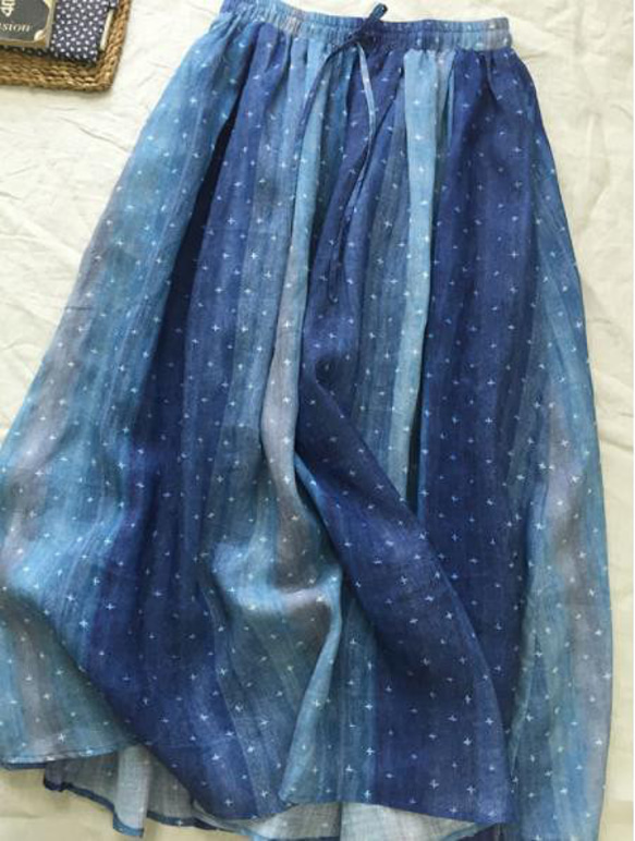 【受注製作】新作・天然素材で・高級リネン麻スカート　 3枚目の画像