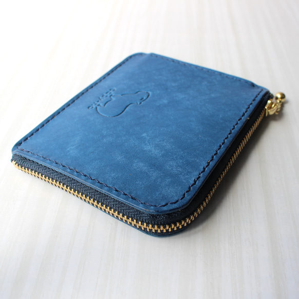 カピバラのL字ファスナー コンパクト財布　ブルー 6枚目の画像