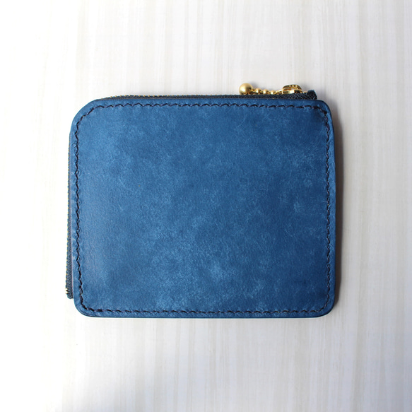 カピバラのL字ファスナー コンパクト財布　ブルー 4枚目の画像