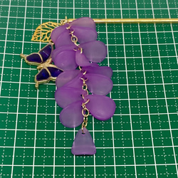 蝶 と 藤 の 花 の かんざし 〜 紫 〜 2枚目の画像