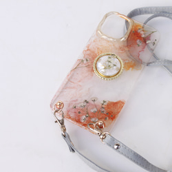 iPhoneケース　アルコールインクアート　ピンク　かすみ草　クリアケース　全機種対応　Galaxy Xperia 13枚目の画像