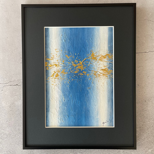 原画/額装済み/和風/禅/絵画/アート/抽象画/モダン/ホテル/青