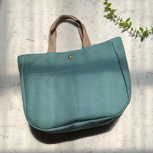 ブルーグレー）帆布のシンプルA4トートバッグ〇再販〇 トート