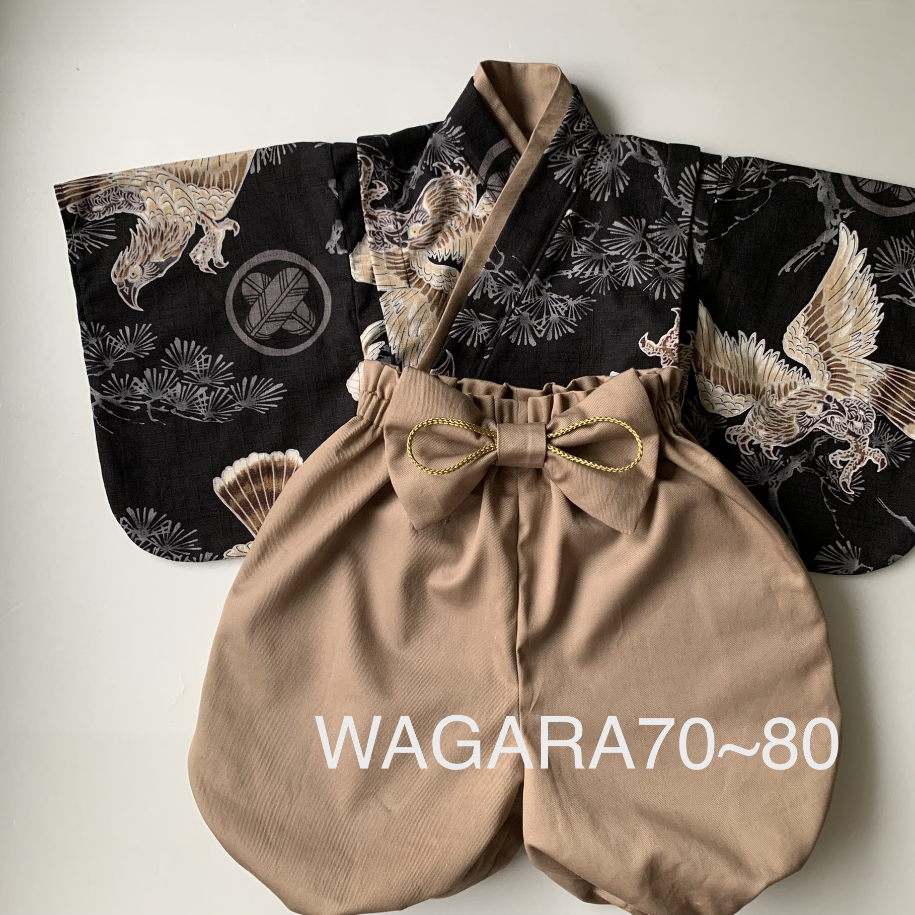 ベビー袴／即納70~80/男の子 和柄 鷹 黒 ベビー服 LeiAloha 通販