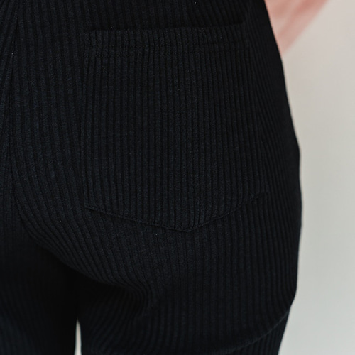 完売】リブパンツ パンツ ブラック sai 日本製 ストレスフリー