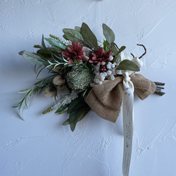 デージーとバンクシアのシックな秋・冬スワッグ　アーティフィシャルフラワー　造花　くすみ色　テラコッタ　アンティーク 5枚目の画像