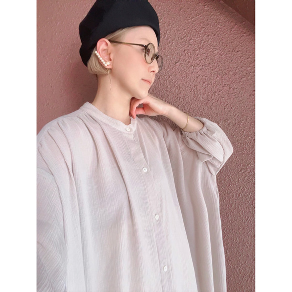 RATA❤️選擇你的長度❣️寬鬆長襯衫❤️柔軟的材質，優雅時尚的顏色❤️淺米色 第2張的照片