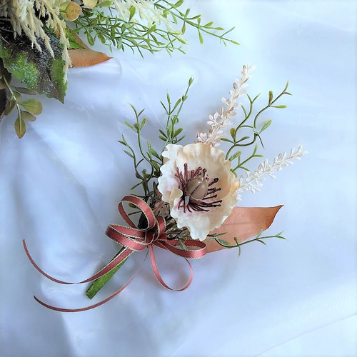 くすみピンク の バラ と 小花 の ウェディングブーケ アーティ