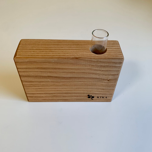 陶器と木の一輪挿し 試験管付き チクタク時計 一輪挿し・花瓶・花器