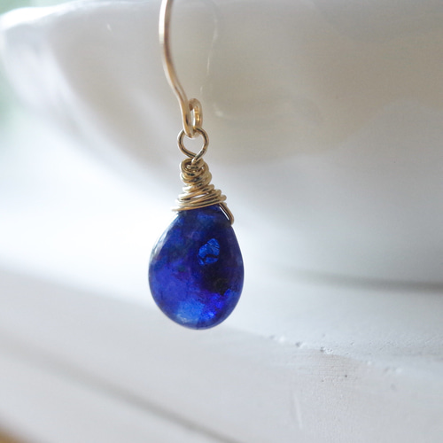 p.25 天然石ピアス 14kgf サファイア ルビー ファセットカット フック p.25 天然石ピアス 14kgf サファイア ルビー ファセットカット