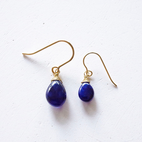 p.25 天然石ピアス 14kgf サファイア ルビー ファセットカット フック p.25 天然石ピアス 14kgf サファイア ルビー ファセットカット