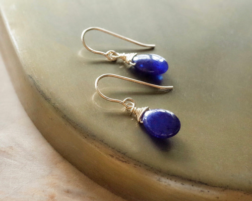 p.25 天然石ピアス 14kgf サファイア ルビー ファセットカット フック