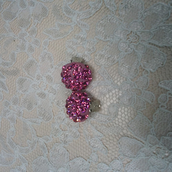 パーティー　結婚式　グルーデコスワロフスキーのピンクイヤリング 3枚目の画像