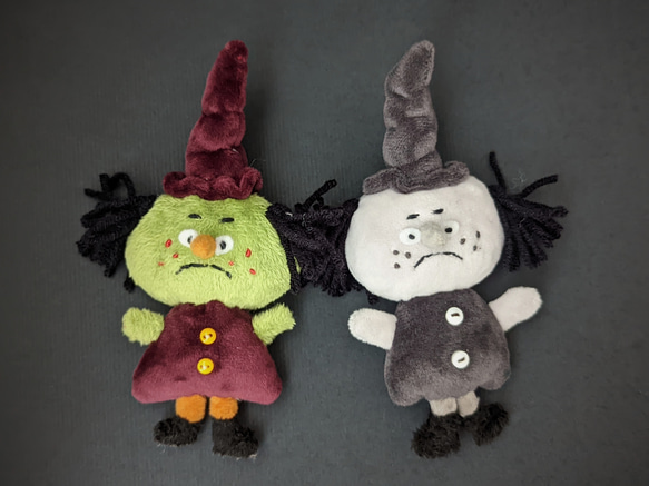 【予約販売】ハロウィン オリジナル手作り人形 人形 ウーボ リトルウィッチ ギフト 白黒 レトロ 2枚目の画像