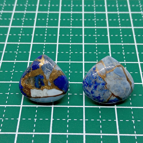 ブルーオパールラピスラズリコッパーのスタッドピアス 14kgf ピアス