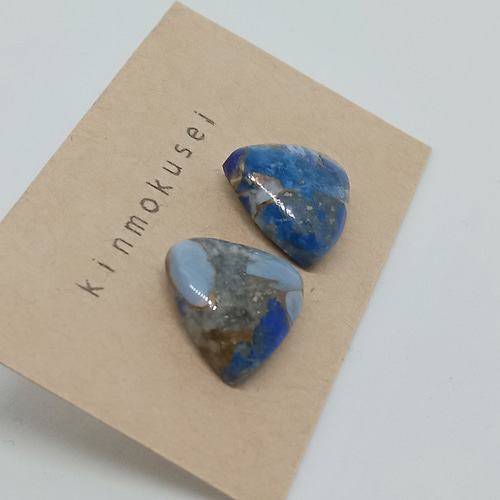 ブルーオパールコッパー ピアス 14kgf オーバル ブルーオパールコッパー ピアス 14kgf オーバル