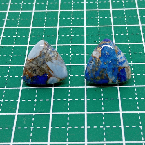 ブルーオパールラピスラズリコッパーのスタッドピアス 14kgf