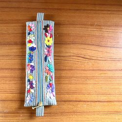 会津木綿・手刺繍ペンポーチ「安らぎ」 3枚目の画像
