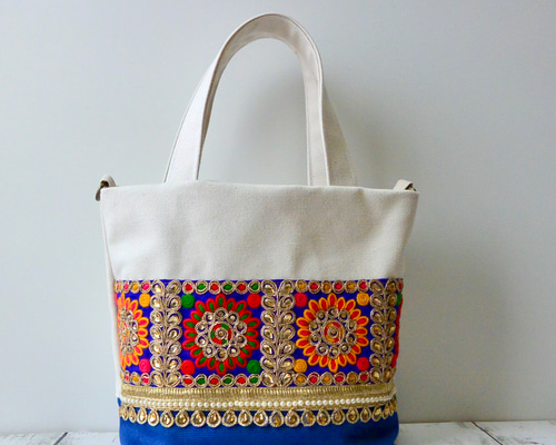 トートバッグ　インド刺繍ハイクラスピンク　ハンドメイド be79d0f21a077c0df9f3f150a6bc22