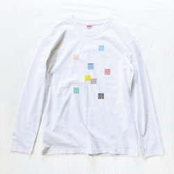 8 colors　四角形のカラフル（長袖Tシャツ） 1枚目の画像