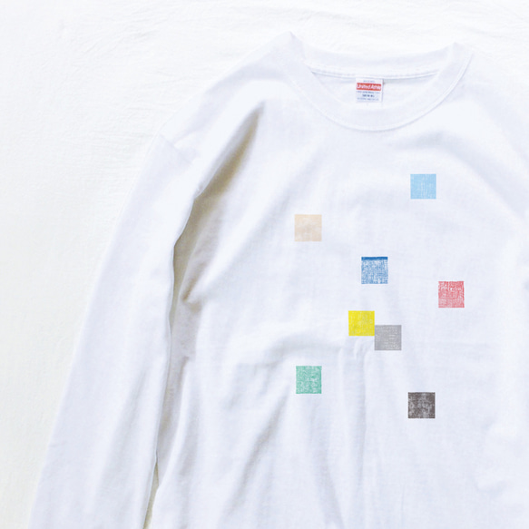 8 colors　四角形のカラフル（長袖Tシャツ） 2枚目の画像