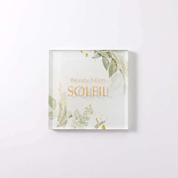 表札プレート【ボタニカル03】／各種サイズ・文字凹彫刻・鏡面仕上げ・屋内外OK