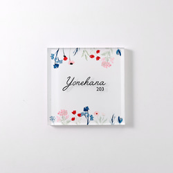 屋外対応】アルコールインクアート背景のアクリル表札＊透明4辺45度