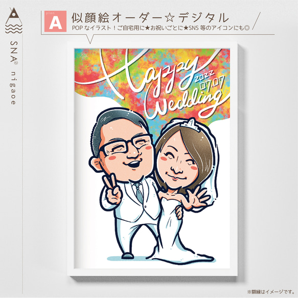 似顔絵 オーダー ★ 結婚式 結婚祝い 結婚記念日 ウェルカムボード 2枚目の画像