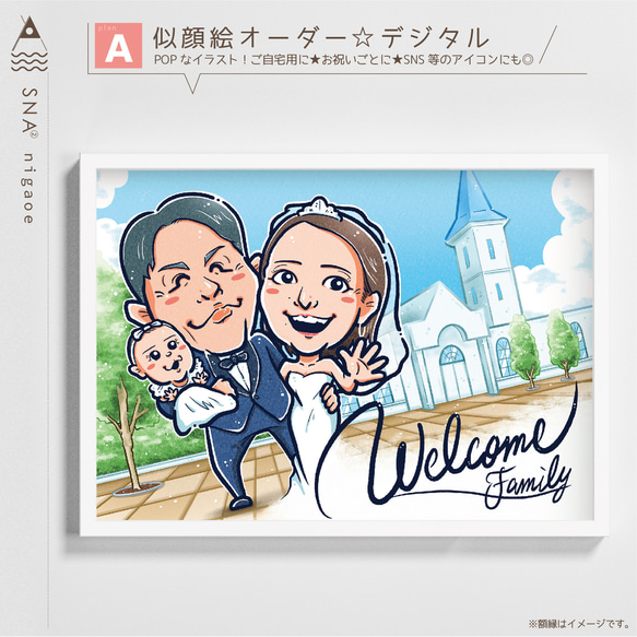 似顔絵 オーダー ★ 結婚式 結婚祝い 結婚記念日 ウェルカムボード 1枚目の画像