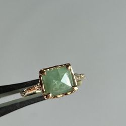 フラワーカービンググリーントルマリンリング／k10 指輪・リング