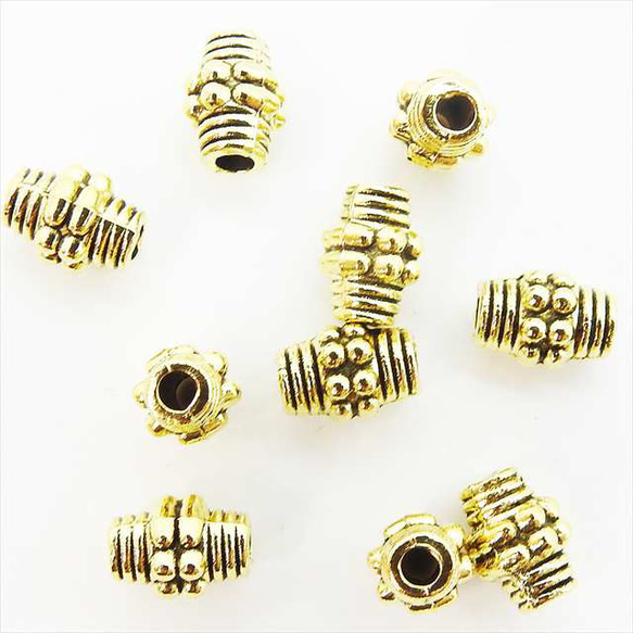 [10個]金屬珠★n4/金色古董★Spacer Rondel Coil style Accessory parts 第2張的照片