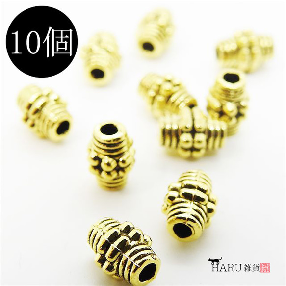 [10個]金屬珠★n4/金色古董★Spacer Rondel Coil style Accessory parts 第1張的照片