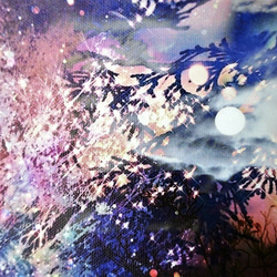 「月夜のきらめき」　コンパクト　アート　ミニ　キャンバス　写真　幻想的　インテリア　雑貨　月夜　自然　カンバス　プリント 2枚目の画像