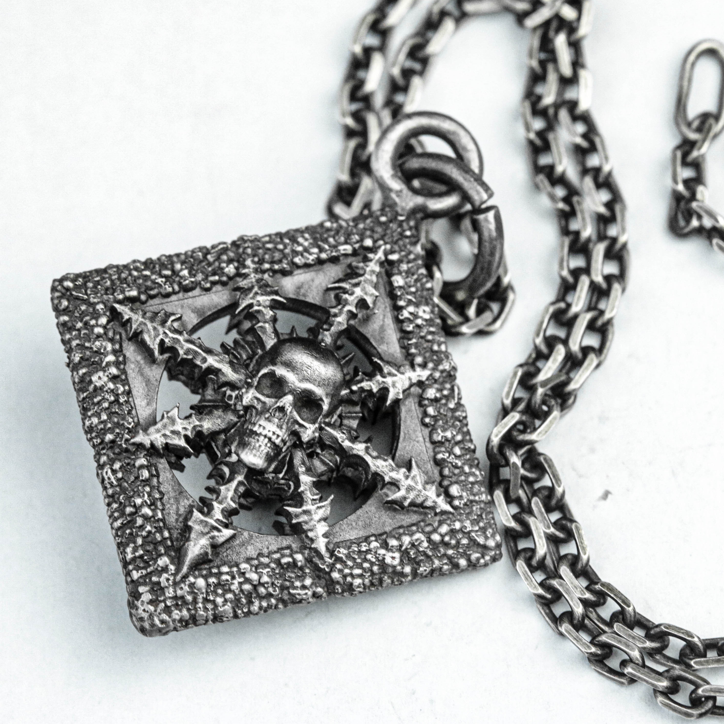 スカル北極星シルバーペンダント、星の銀のネックレス、コンパス キー ペンダント - 手作り - 手作り