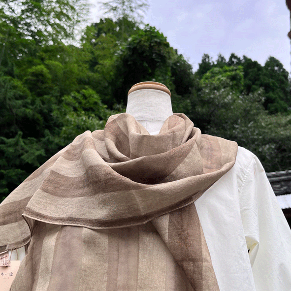 柿渋染めシルクストール K22036