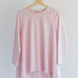 【完売】長袖フレアTシャツ　ピンク　sai　日本製　長袖カットソー　体型カバー　Tシャツ　フリーサイズ　即納 18枚目の画像