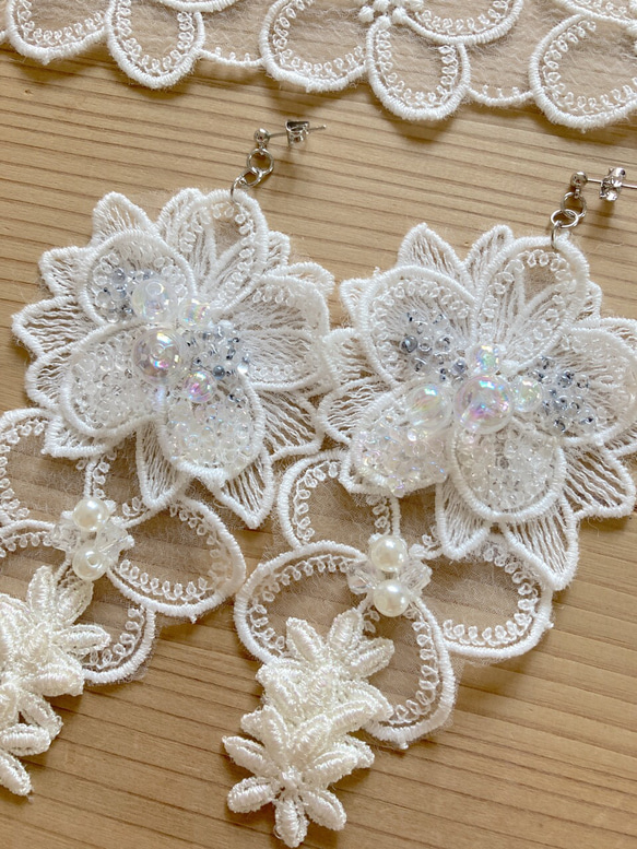 【ふわり。babyrace･゜ﾟ･*:】ピアス　イヤリング　お花　flower ウエディング　ブライダル　結婚式430 8枚目の画像