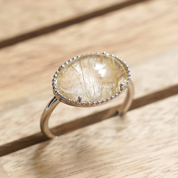 再販※大粒ルチルクォーツのミル打ちリング / SV925《送料無料》PY-310  