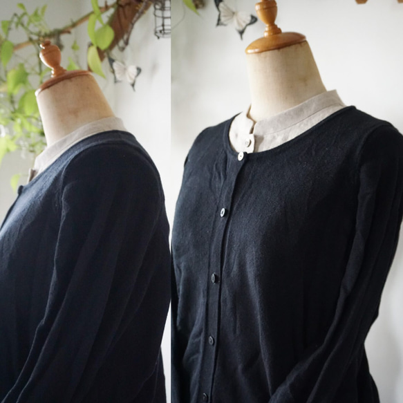 リネン生地シャツ型台襟の付け襟 4枚目の画像