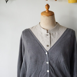 リネン生地シャツ型台襟の付け襟 5枚目の画像