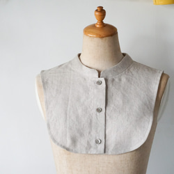 リネン生地シャツ型台襟の付け襟 1枚目の画像
