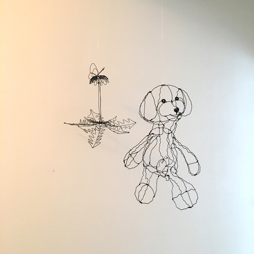 ワイヤーアート ワイヤークラフト プードルちゃんと花と蝶と