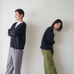 Morino Gakko 可水洗強力棉質開襟衫（黑色）辦公室開襟衫 第6張的照片