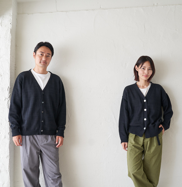 Morino Gakko 男士可水洗強力棉質開襟衫（黑色）辦公室開襟衫 第15張的照片