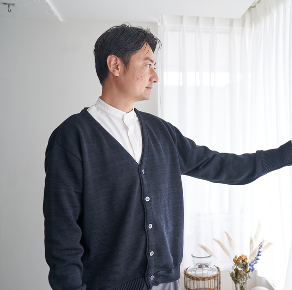 Morino Gakko 男士可水洗強力棉質開襟衫（黑色）辦公室開襟衫 第14張的照片