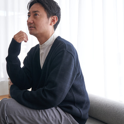 Morino Gakko 男士可水洗強力棉質開襟衫（黑色）辦公室開襟衫 第1張的照片