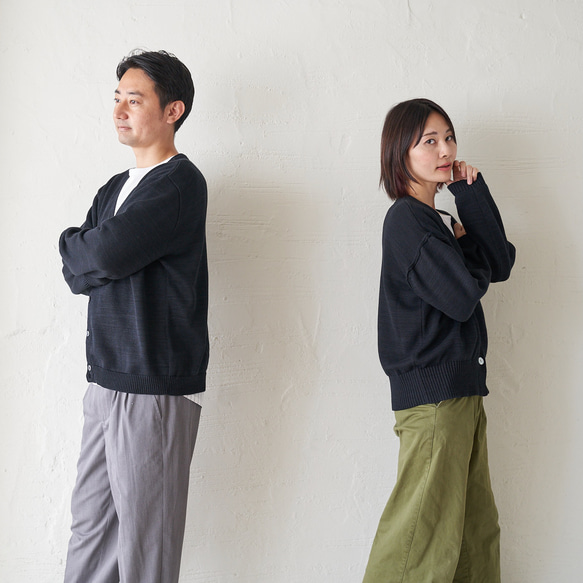 Morino Gakko 男士可水洗強力棉質開襟衫（黑色）辦公室開襟衫 第6張的照片